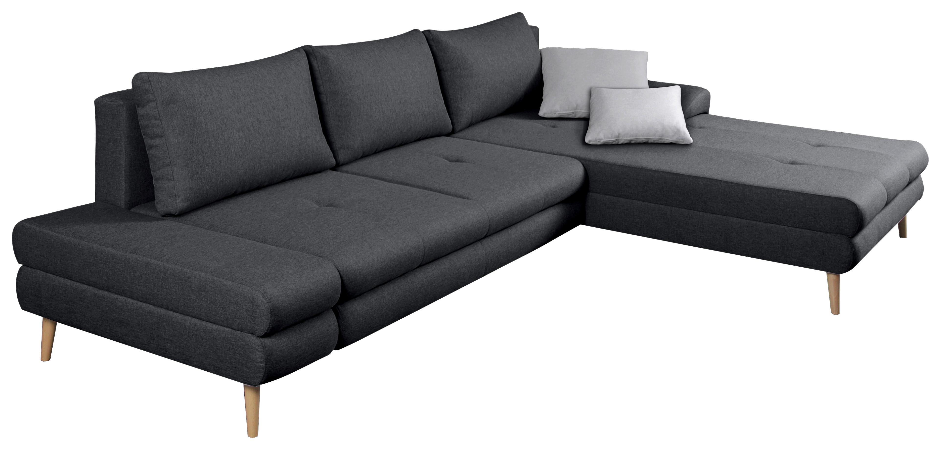 Ecksofa Floby Mit Zierkissen Dunkelgrau - Dunkelgrau/Erlefarben, Trend, Textil (313/215cm) - MID.YOU