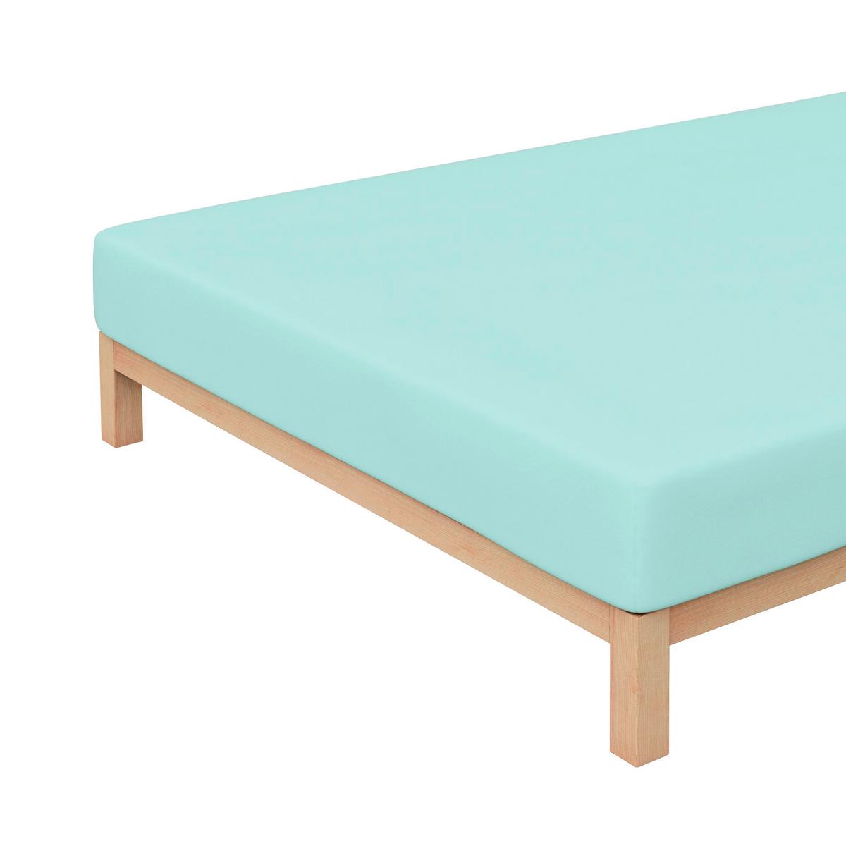 Spannleintuch Pure Petrol - Petrol/Hellblau, Basics, Textil (90-100/190-220cm) - Schlafgut