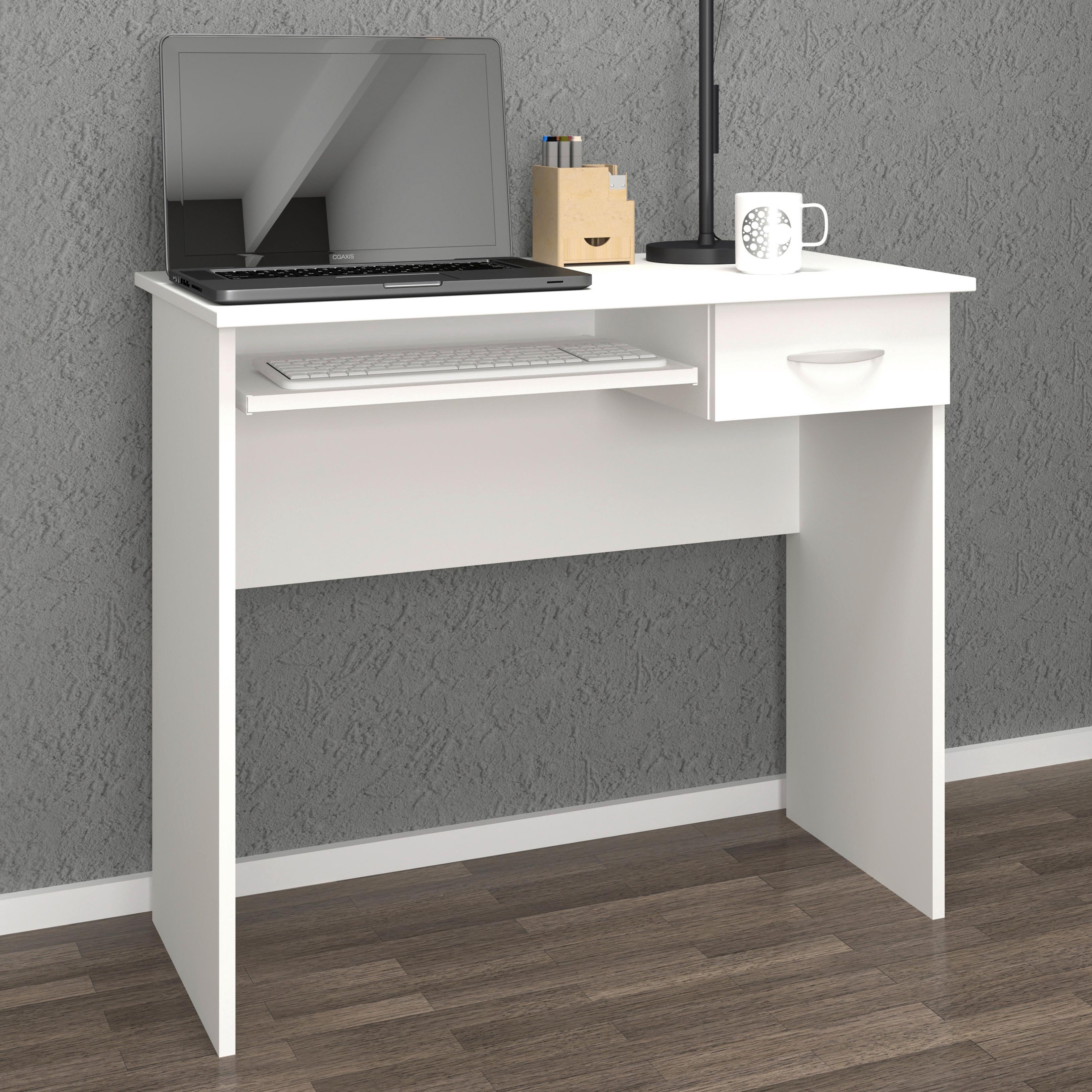 Schreibtisch B 50 cm H 75 cm Arusa Weiß - Weiß, MODERN, Holzwerkstoff (85/50/75cm) - MID.YOU
