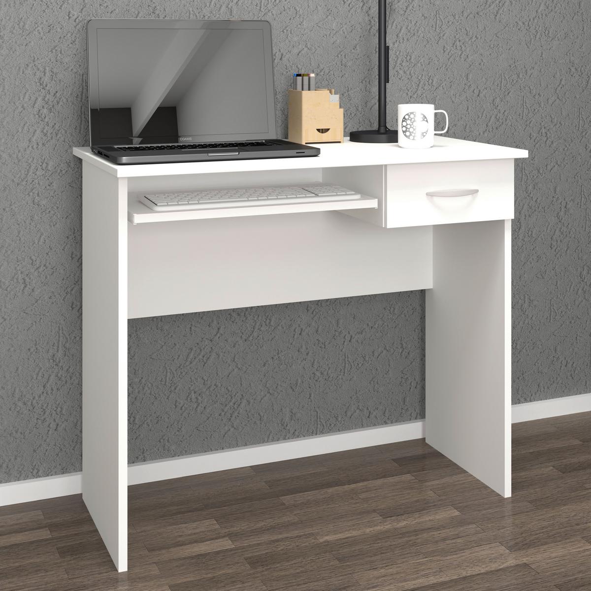 Schreibtisch B 50 Cm H 75 Cm Arusa Weiß - Weiß, MODERN, Holzwerkstoff (85/50/75cm) - MID.YOU