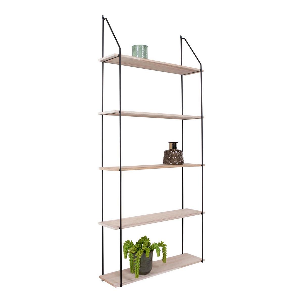 Dekowandregal Naturfarben Schwarz B: 65 cm - Schwarz/Naturfarben, Basics, Holz/Metall (65/145/17cm)