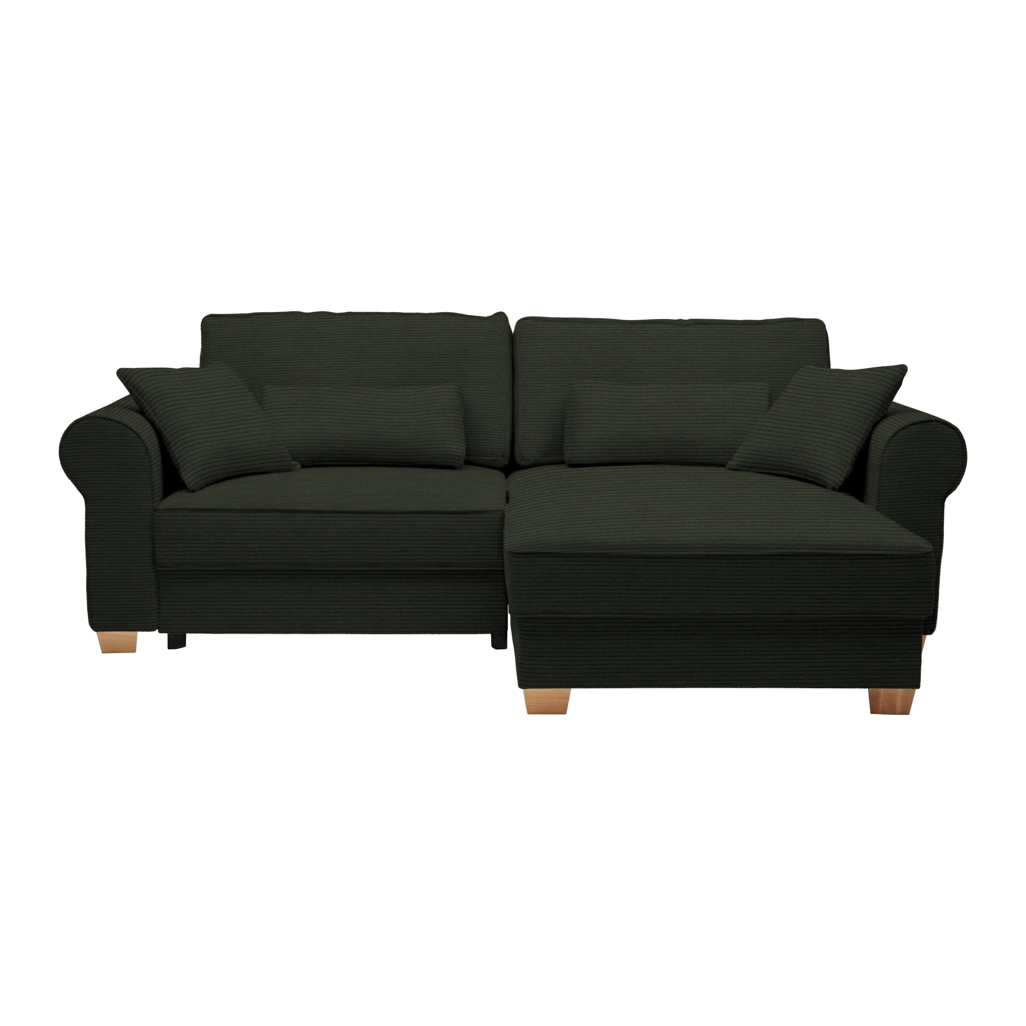 Sedací souprava ANGELO, oboustr.,tmavě zelený manšestr - tmavě zelená, Moderní, dřevo/kompozitní dřevo (255/92/185cm) - Mömax