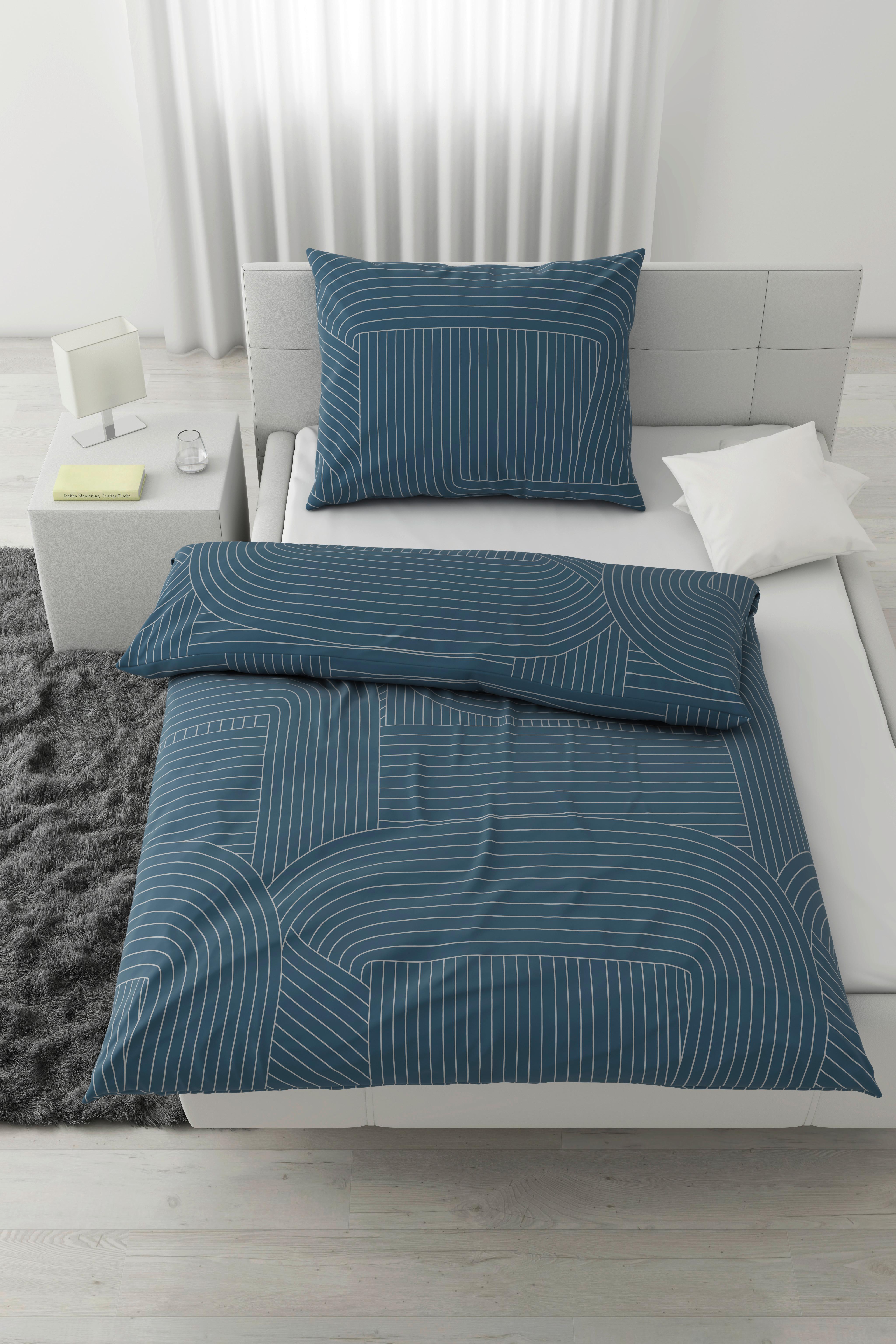 Posteľná Bielizeň Scribble, 140/200cm - modrá, Moderný, textil (140/200cm) - Modern Living