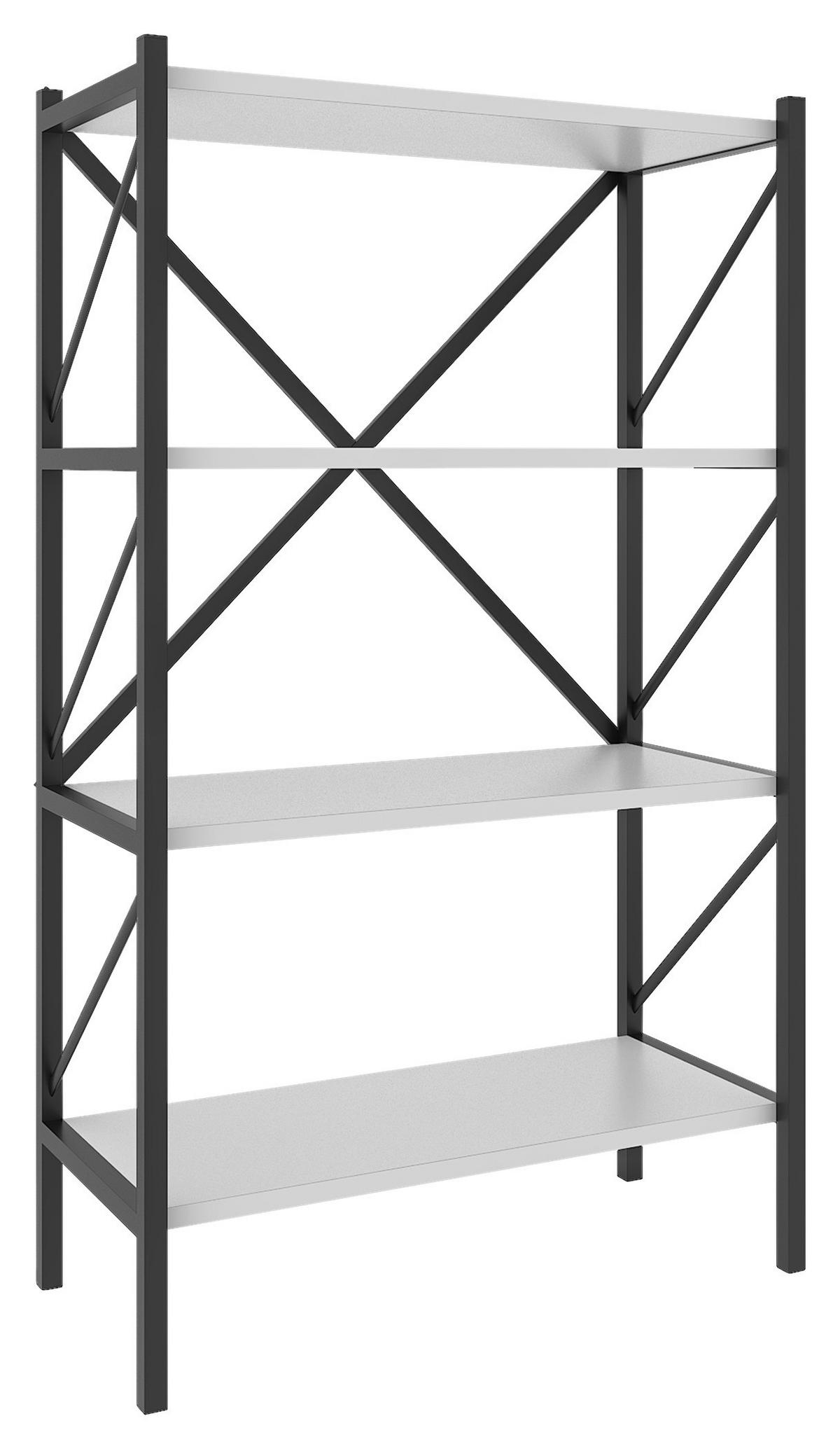 Regal Mit 4 Ablagen Insasi B: 66 Cm Weiß/schwarz - Weiß, MODERN, Holzwerkstoff (66/121/34cm) - MID.YOU