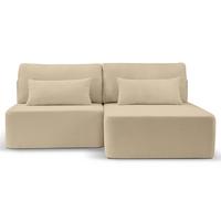 Ecksofa Amsterix Beige S: 213x158cm - Beige/Schwarz, Basics, Holz/Textil (213/158cm) - MID.YOU