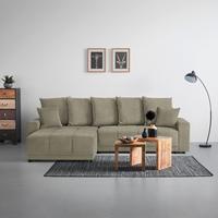Rohová sedačka ALATRI, oboustr.,šedobéžová,s polštáři - černá/zelená, Moderní, textil/plast (289/90/176cm) - Based