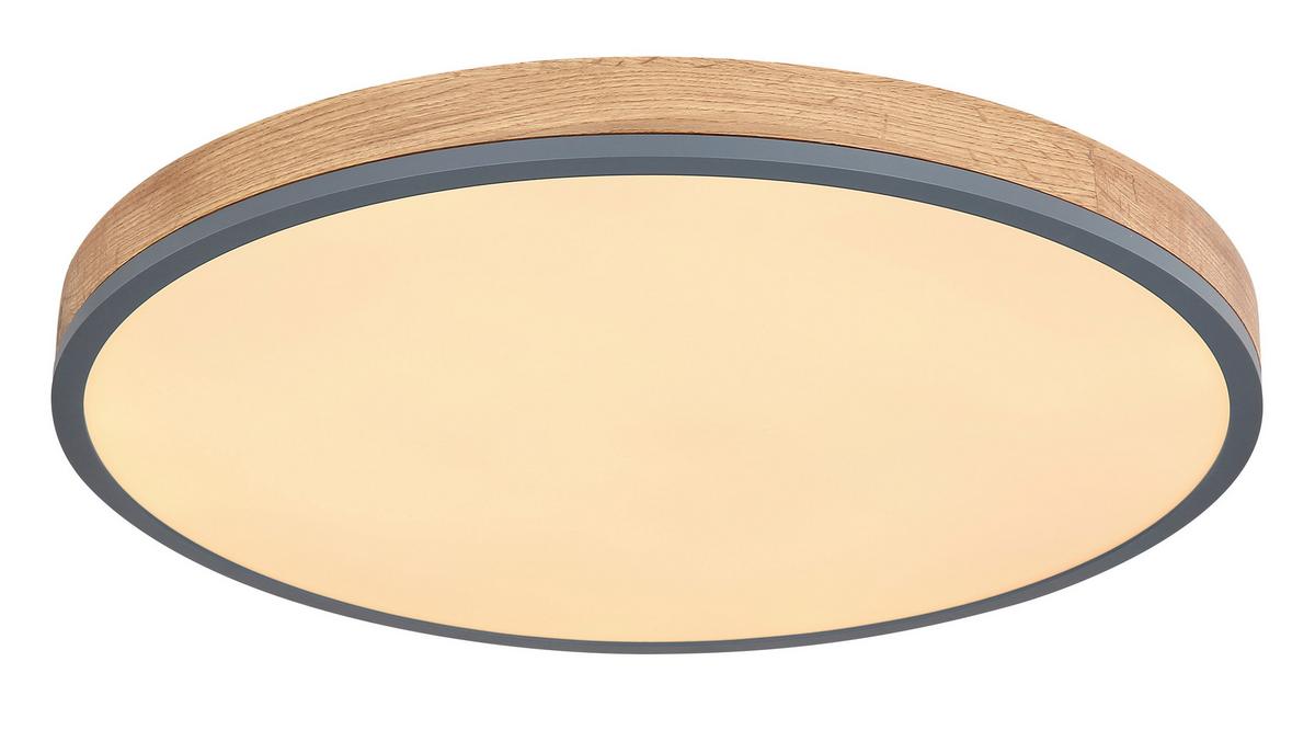 LED-Deckenleuchte Ø 60 cm mit Farbtemperaturenwechsler - Opal/Graphitfarben, Natur, Holzwerkstoff/Kunststoff (60/8,5cm) - Globo