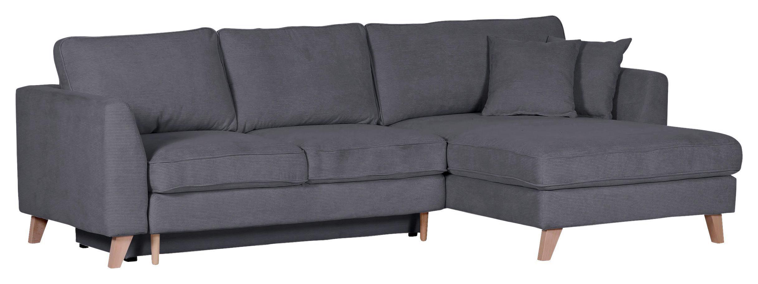 Ecksofa Rimini Dunkelgrau S: 271x165 cm - Dunkelgrau/Buchefarben, Design, Textil (271/165cm) - MID.YOU