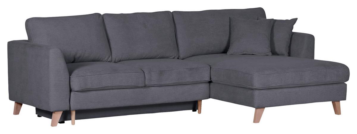 Ecksofa Rimini Dunkelgrau S: 271x165 cm - Dunkelgrau/Buchefarben, Design, Textil (271/165cm) - MID.YOU