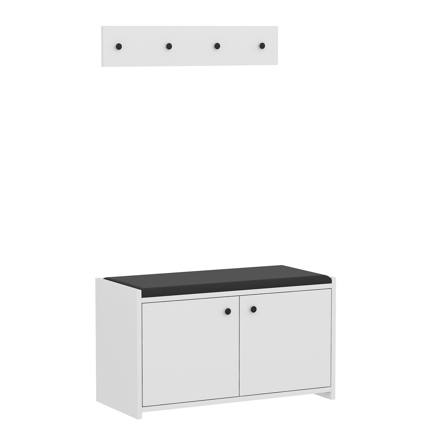 Garderobe Zen 2-teilig Weiß B: 80 Cm - Weiß, Design, Holzwerkstoff (80/35/45cm) - Livetastic