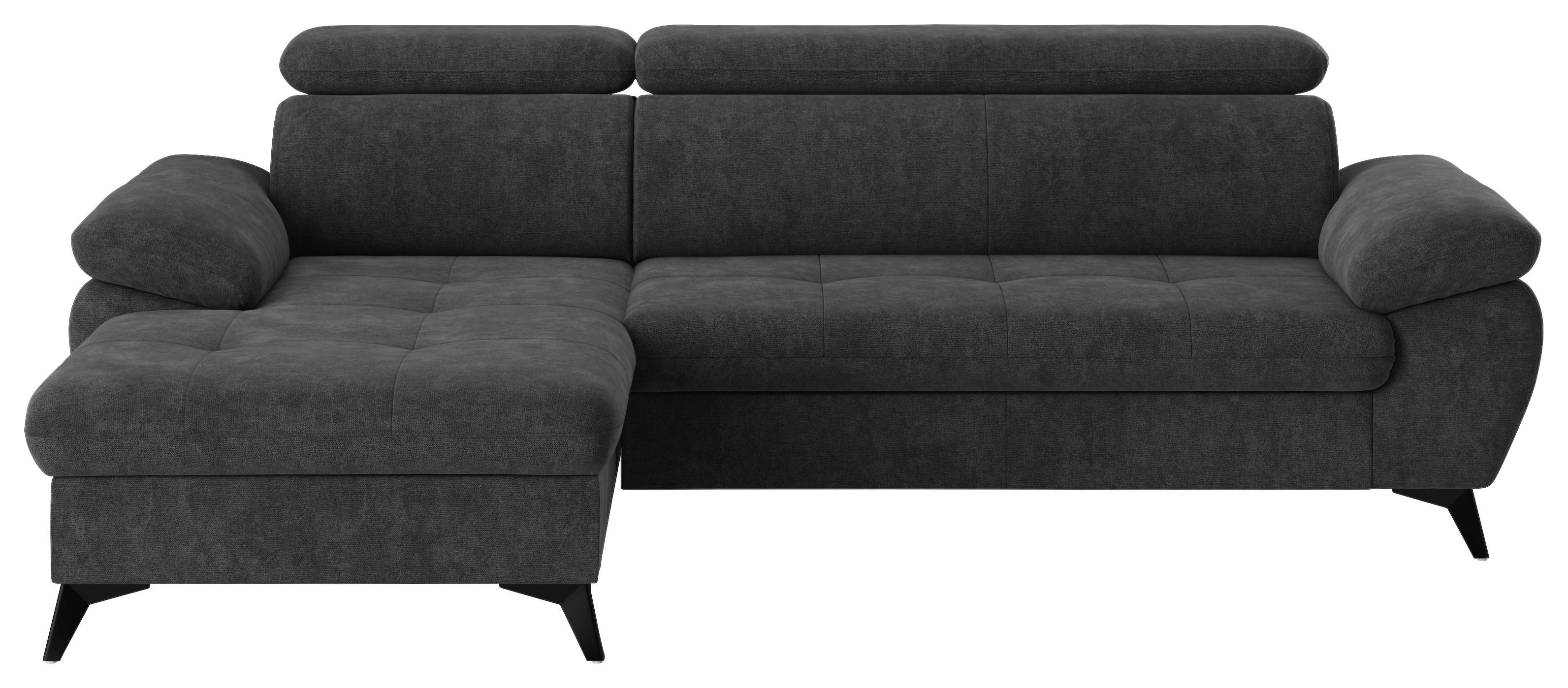 Ecksofa Mit Bettkasten Hudson 100x261 Cm Dunkelgrau - Schlammfarben/Dunkelgrau, Textil (166/261cm) - MID.YOU