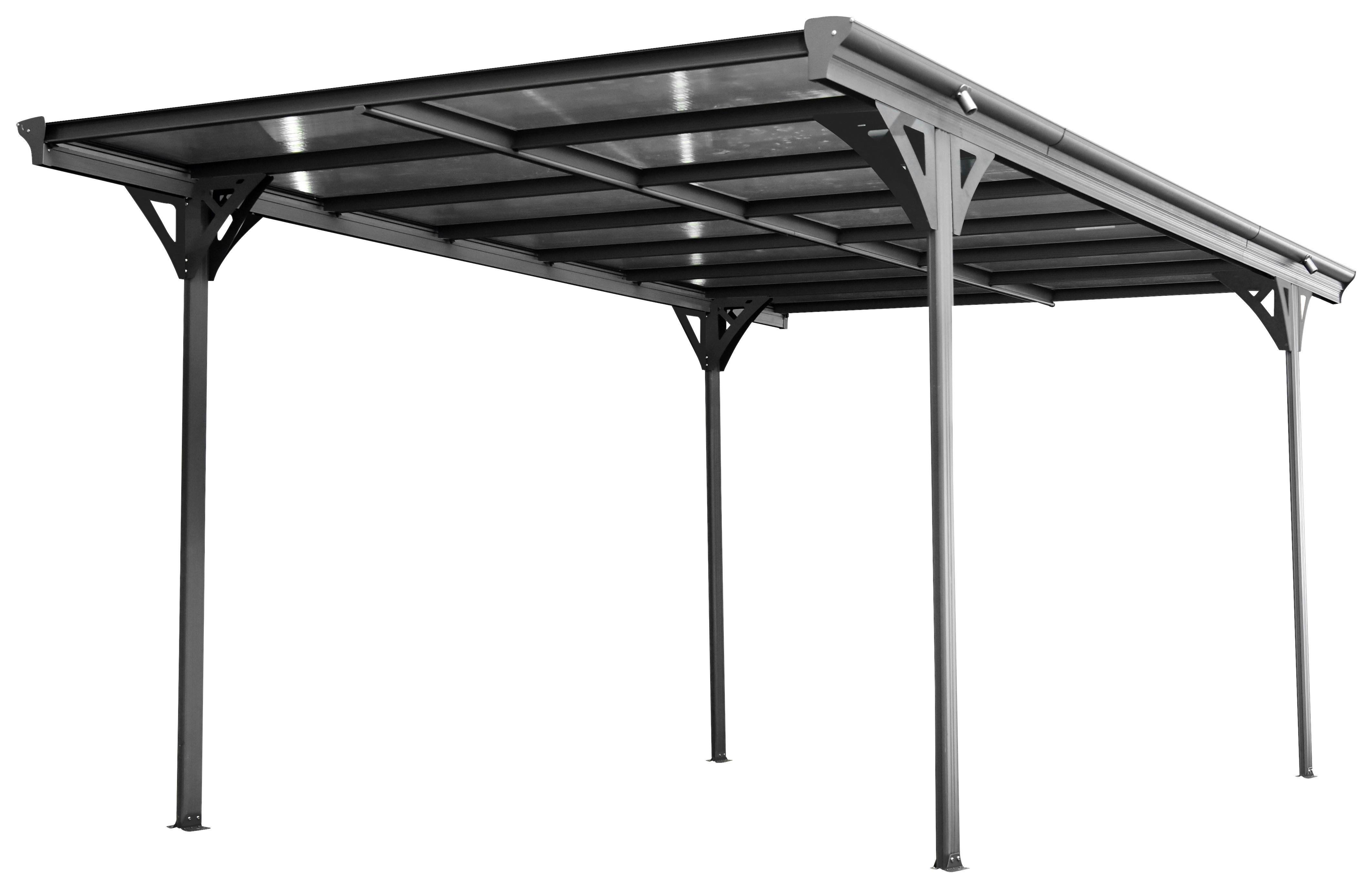 Carport Carport Flachdach 15 M² - Anthrazit, Basics, Kunststoff/Metall (305/232/503cm)