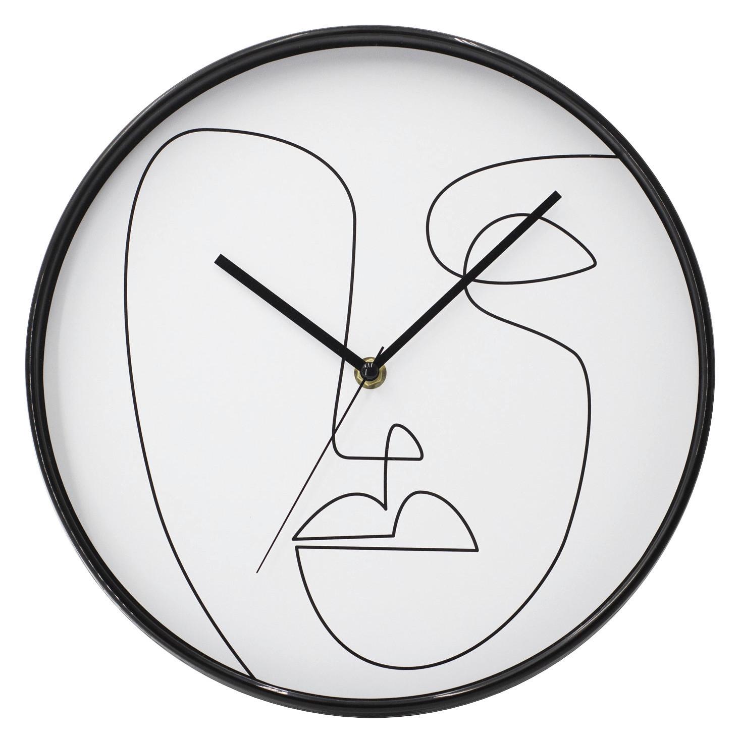 Nástěnné Hodiny Faces, Ø: 30cm - bílá/černá, Moderní, plast (30cm) - Modern Living
