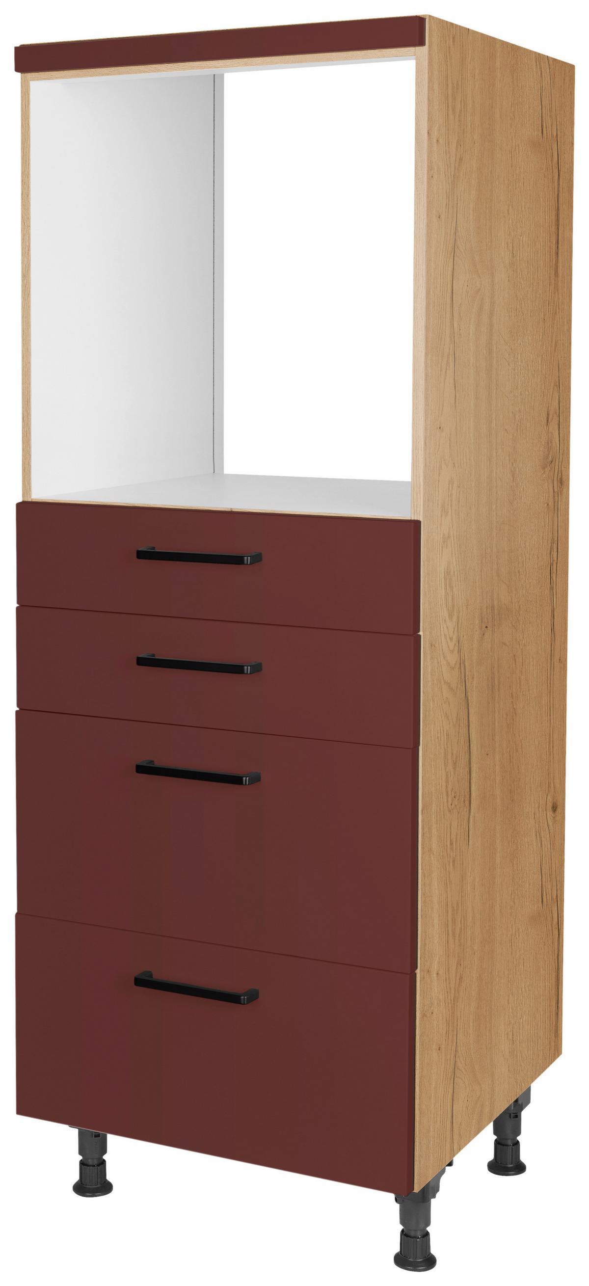 Geräteumbauschrank Easytouch - Eichefarben/Rot, MODERN, Holzwerkstoff (60/168/58cm) - Nobilia