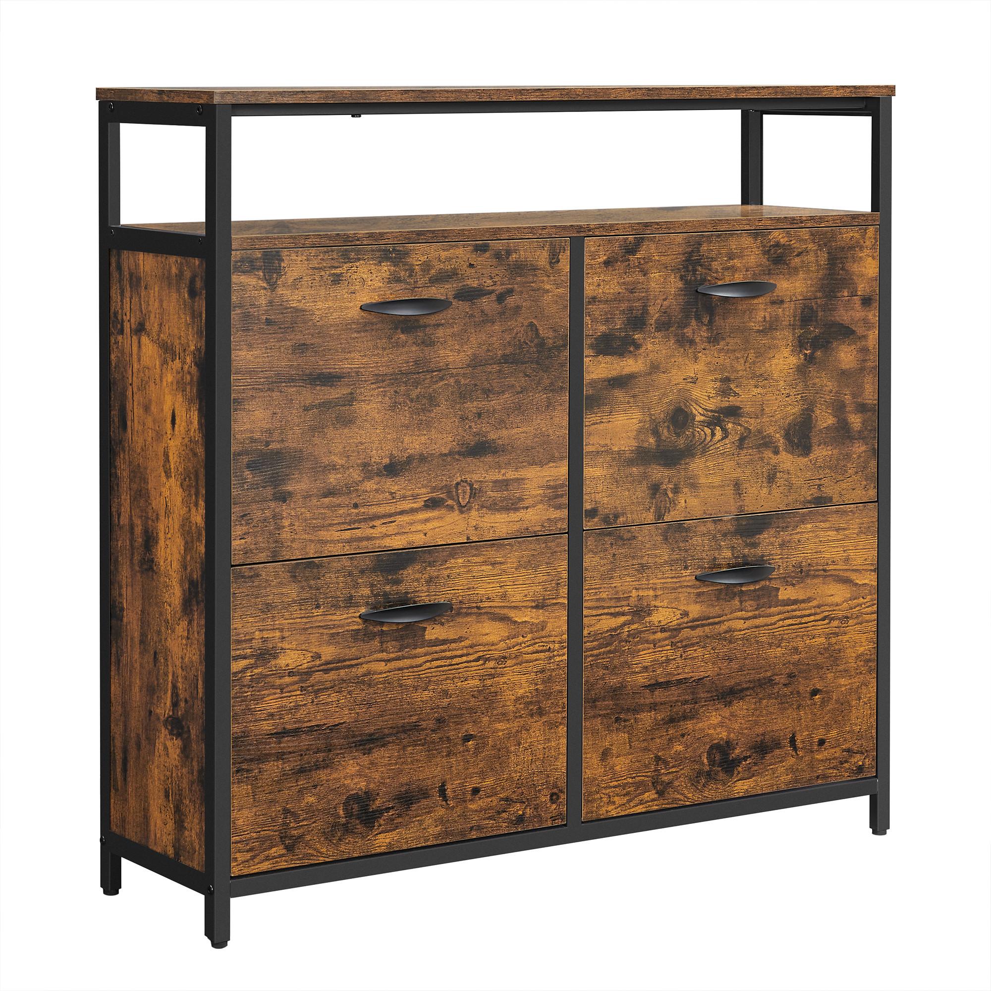 Schuhkipper Schwarz, Dunkelbraun B: 98,3cm - Dunkelbraun/Schwarz, Trend, Holzwerkstoff/Metall (98,3/96,5/30cm) - MID.YOU