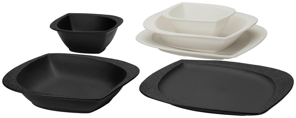 Tafelservice Vivien - Schwarz/Weiß, Basics, Keramik - James Wood
