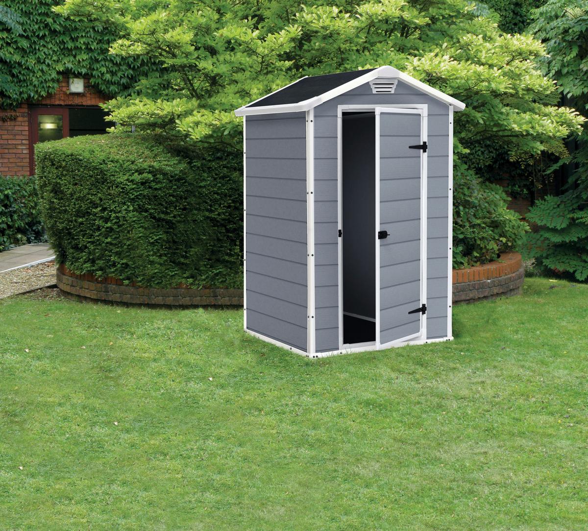 Záhradný domček MANOR 4X3 - sivá/biela, Modern, plast (128/196/103cm) - Mömax