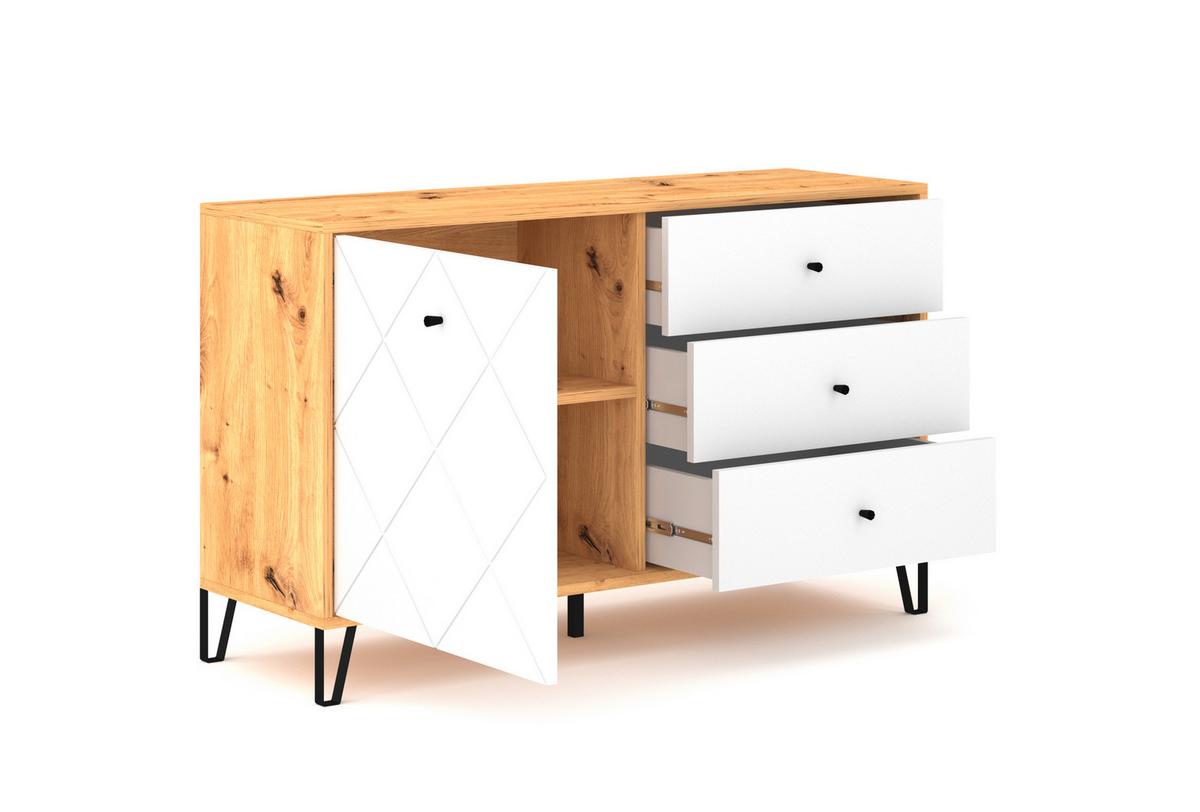 Sideboard Kommode 1d3s Bilbao Bl5 - Schwarz/Weiß, Design, Holzwerkstoff (123/75/40cm) - Livetastic