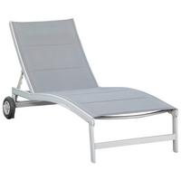 Gartenliege San Marino Metall/ Textil verstellbar mit Räder - Silberfarben/Grau, KONVENTIONELL, Textil/Metall (70/37,5/207cm) - Gardenson