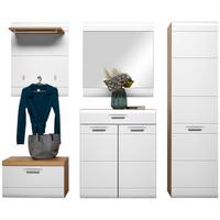 Garderoben-set Auris Weiß/eiche Dekor 5-Tlg. - Eichefarben/Weiß, MODERN, Holzwerkstoff (207/204,2/37,1cm) - Luca Bessoni