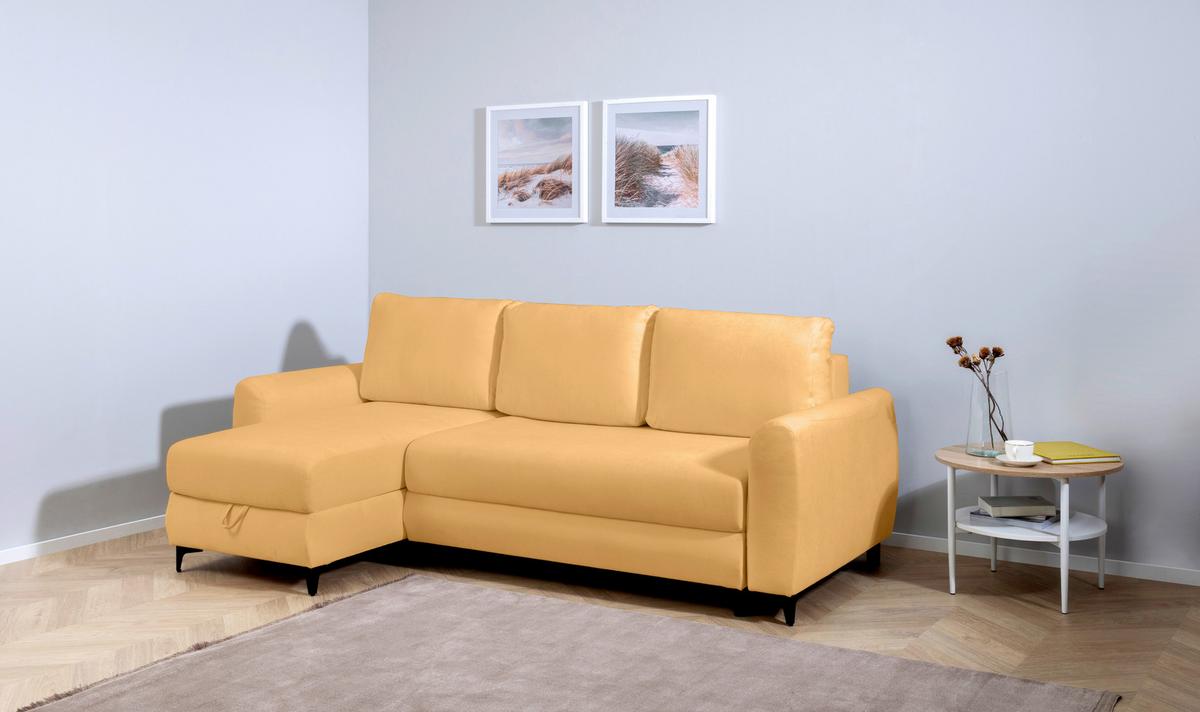 Ecksofa Moli, Gelb S: 236x148 cm - Gelb/Schwarz, Design, Textil (236/148cm) - MID.YOU