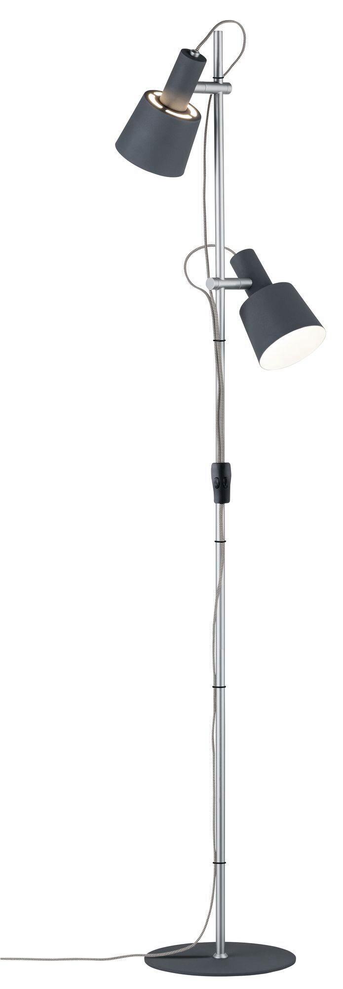 Stehlampe Haldar dimmbar Chromfarben/Dunkelgrau - Chromfarben/Dunkelgrau, Design, Metall (30/152cm) - Paulmann