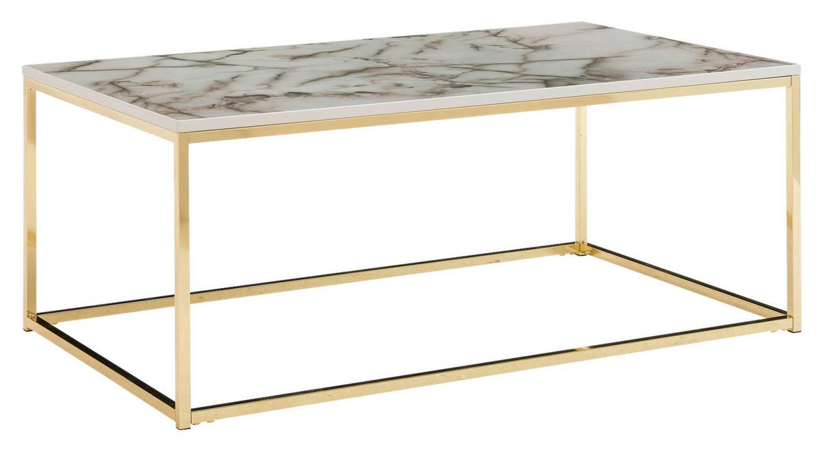 Couchtisch Wohnling Weiß B: 60 Cm - Goldfarben/Weiß, MODERN, Holzwerkstoff/Metall (100/60/40cm) - MID.YOU