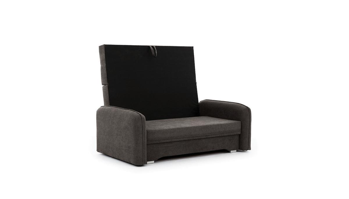 Schlafsofa Laine Dunkelgrau, B: 155 cm - Dunkelgrau/Silberfarben, Design, Textil (155/105/75cm) - MID.YOU
