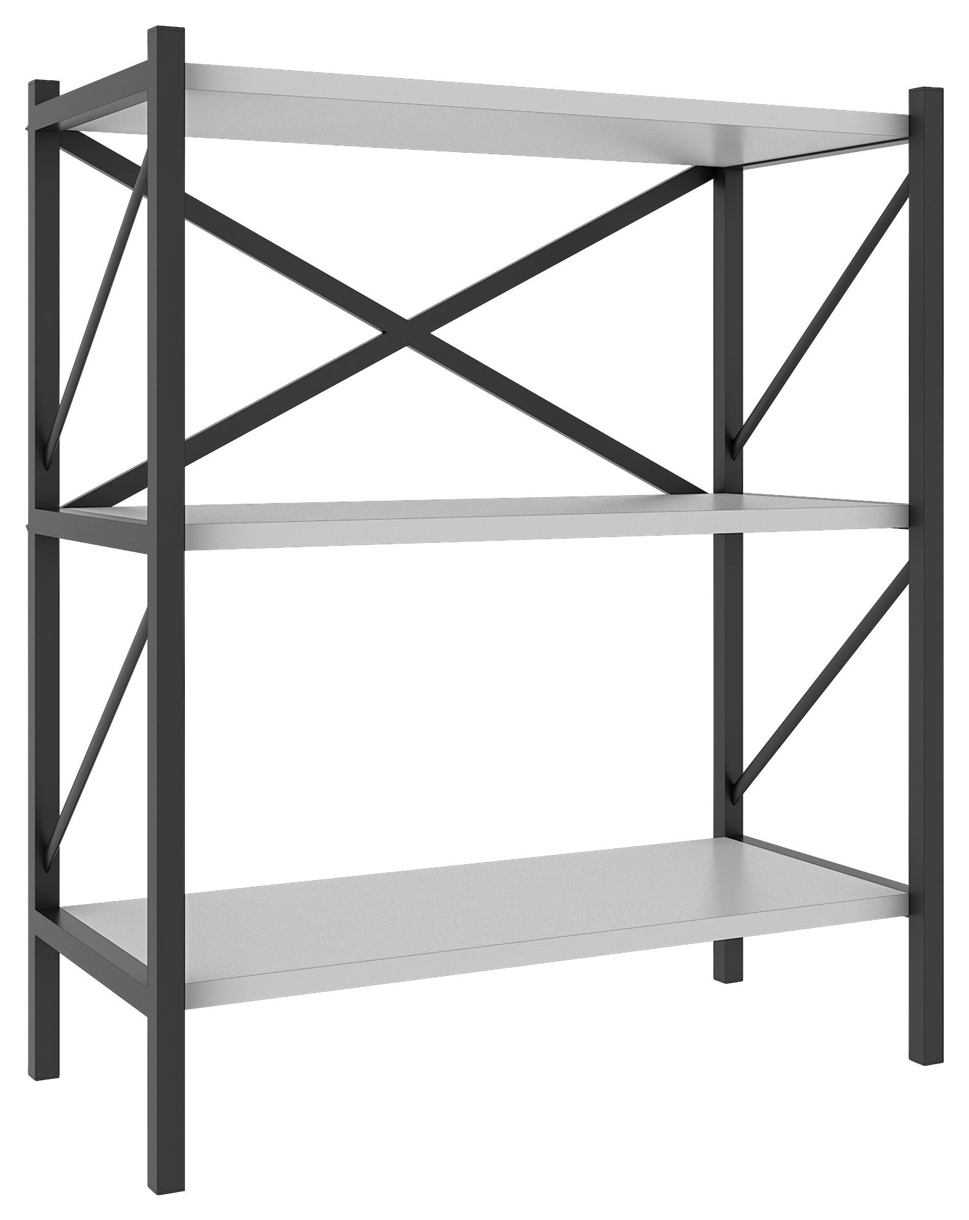 Industriálny regál Insasi, biely - čierna/biela, Modern, kov/kompozitné drevo (66/85/34cm) - MID.YOU