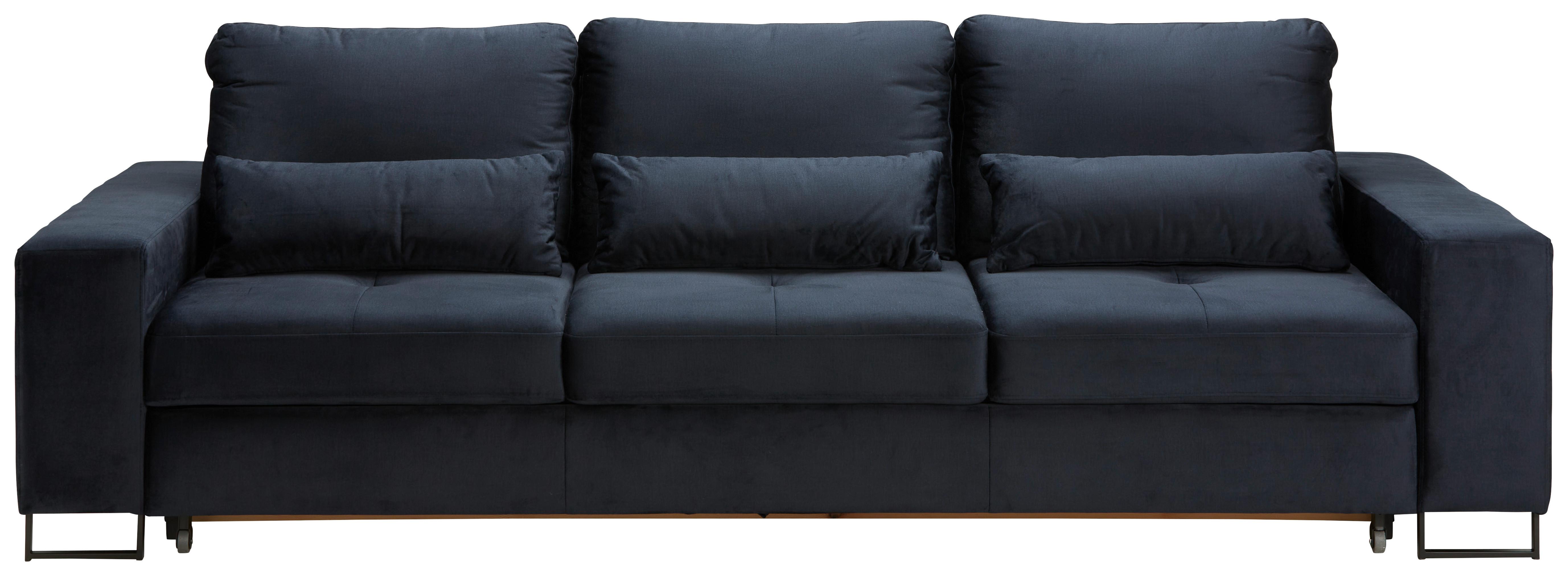 Rozkládací pohovka SIMONE, tmavě modrá - černá/tmavě modrá, Moderní, kov/textil (261/77-87/116cm) - Mömax