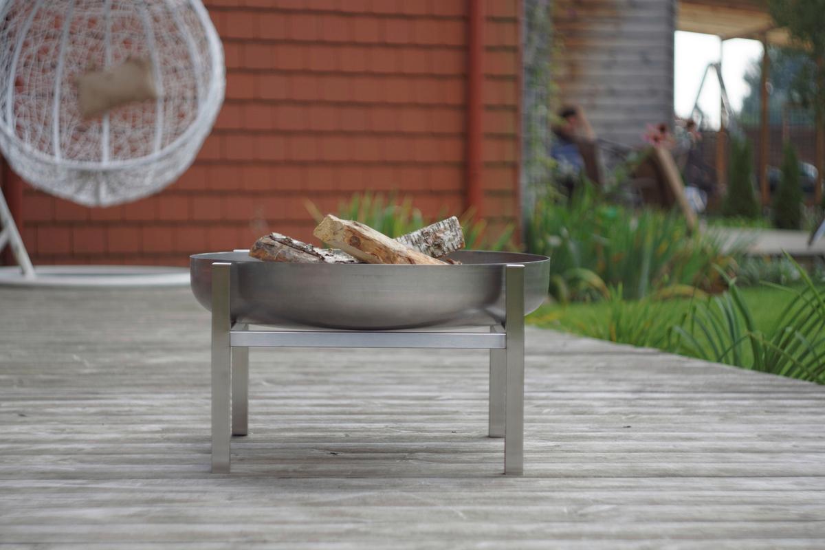 Feuerschale Cube M Edelstahl - Edelstahlfarben, Basics, Metall (63/63/34,5cm)