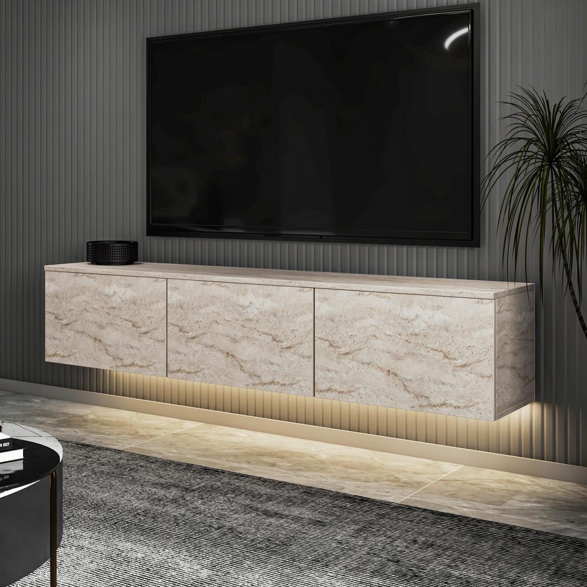 Lowboard Neon, Beige B: 160 cm - Eichefarben/Beige, Design, Holzwerkstoff (160/35/32cm) - Livetastic