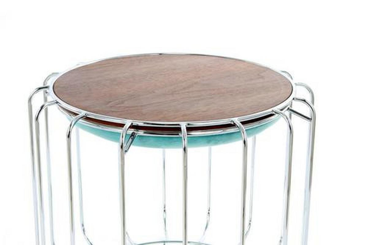 Beistelltisch/pouf 2 In 1 Comfortable Silber/mint - Silberfarben/Mintgrün, Basics, Glas/Holzwerkstoff (50/50/45cm) - Kayoom