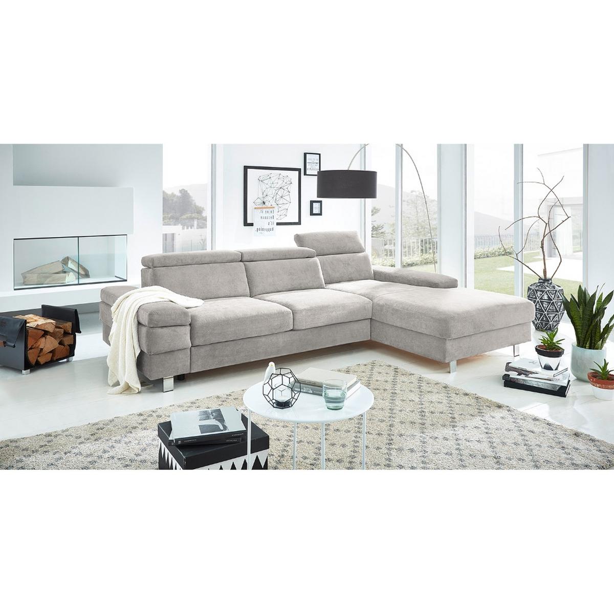 Ecksofa Elvis Silberfarben S: 259x182 Cm - Silberfarben, KONVENTIONELL, Textil (259/182cm) - Trendmanufaktur