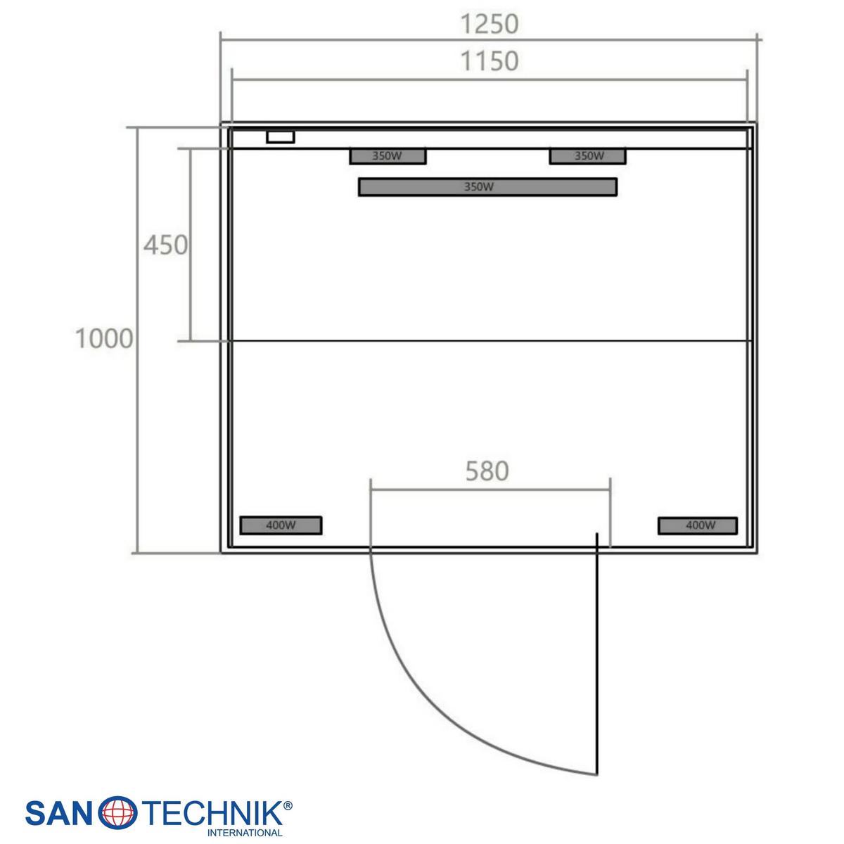 Infrarotkabine, für 2 Personen 5 Vollspektrumstrahler - Basics, Holz (125/190/100cm) - Sanotechnik