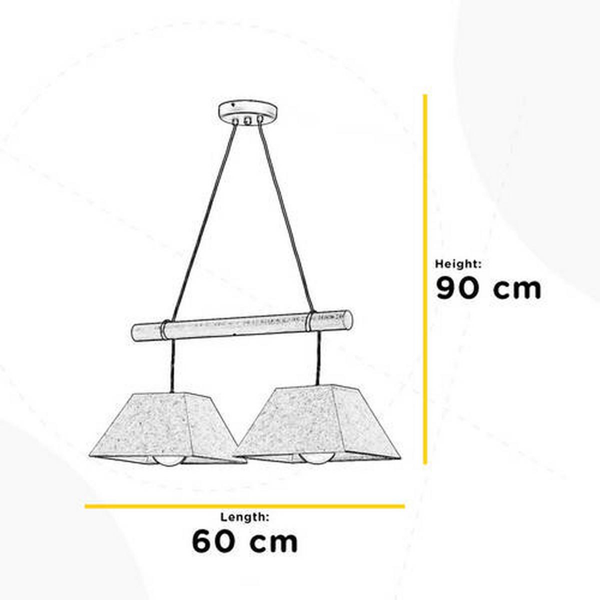 Hängeleuchte 5016/2P - Hellbraun/Schwarz, Natur, Holz/Textil (60/24/90cm)