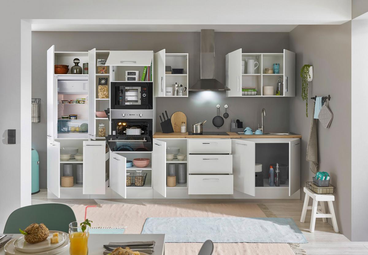 Küchenblock Turin Weiß/eiche Dekor B: 360 Cm - Weiß/Eiche Artisan, Basics, Holzwerkstoff (360cm) - MID.YOU