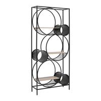 Regál CIRCLE čierna/prírodná - čierna/prírodná farba, Modern, kov/kompozitné drevo (84/186/30cm) - Premium Living