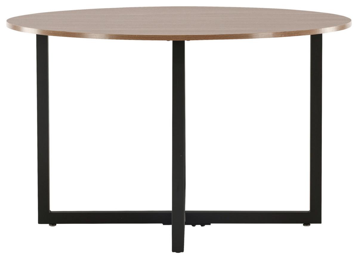 Esstisch Durango - Walnussfarben/Schwarz, Design, Holzwerkstoff/Metall (120/120/75cm) - Livetastic