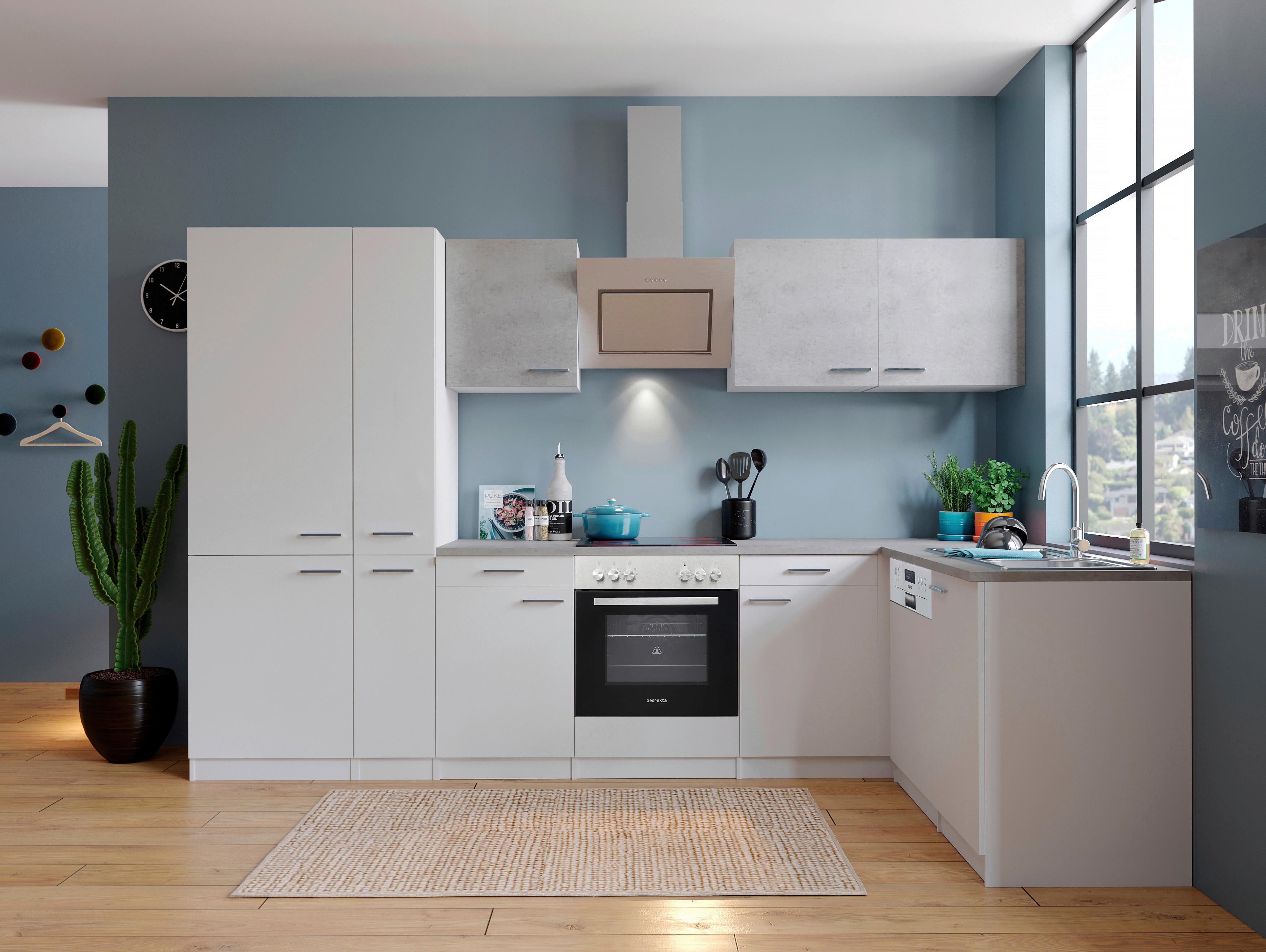 Eckküche Malia L-Küchenblock 310 cm - Graphitfarben/Weiß, Basics, Holzwerkstoff (310/171cm) - Respekta