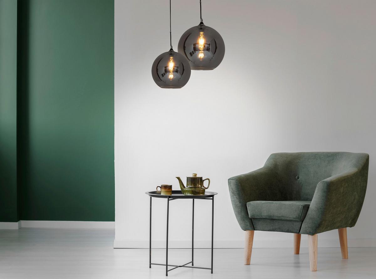 HÄNGELEUCHTE 6126697 VASO - Anthrazit/Schwarz, Design, Glas/Metall (30/130cm) - Näve