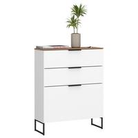 Schuhkipper Aladin 1 Klappe Weiß B: 80 cm - Eichefarben/Schwarz, MODERN, Holzwerkstoff (80/105/35cm)