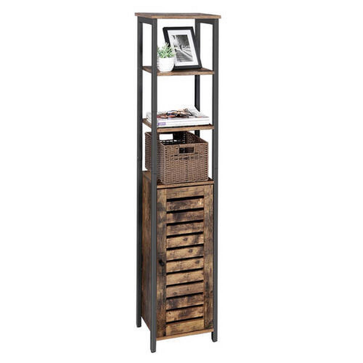 REGÁL RUSTIKAL - černá/hnědá, Trend, kov/kompozitní dřevo (37/167/30cm) - Boxxx