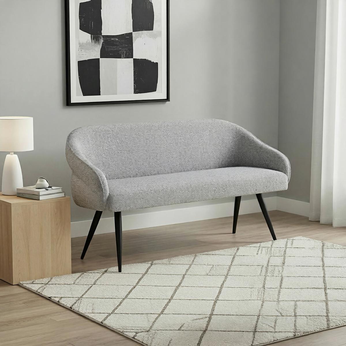 Sitzbank Royal Beige/Grau B: 150 cm - Schwarz/Grau, MODERN, Textil/Metall (150ml) - Livetastic