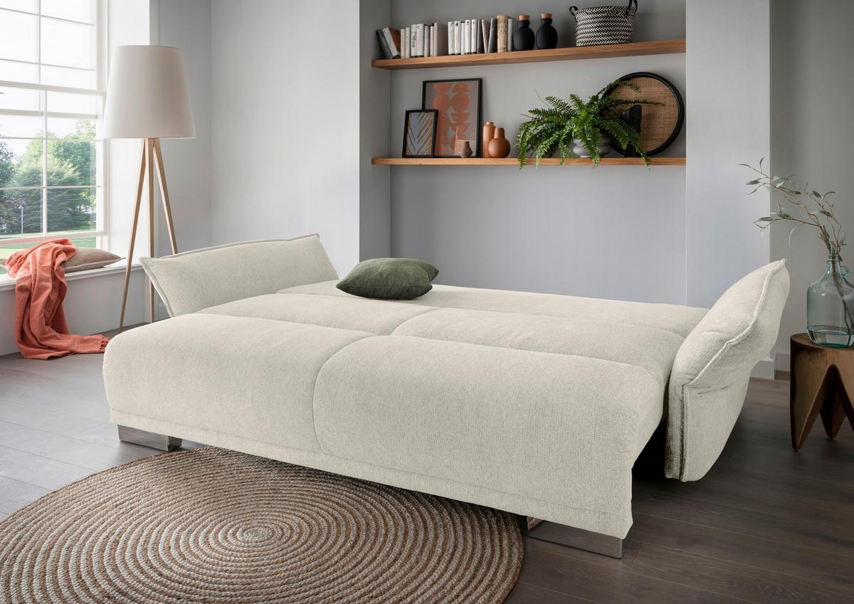 Bigsofa Pera, Beige B: 242 cm - Chromfarben/Dunkelgrün, MODERN, Textil (242/71/90/131cm) - Livetastic