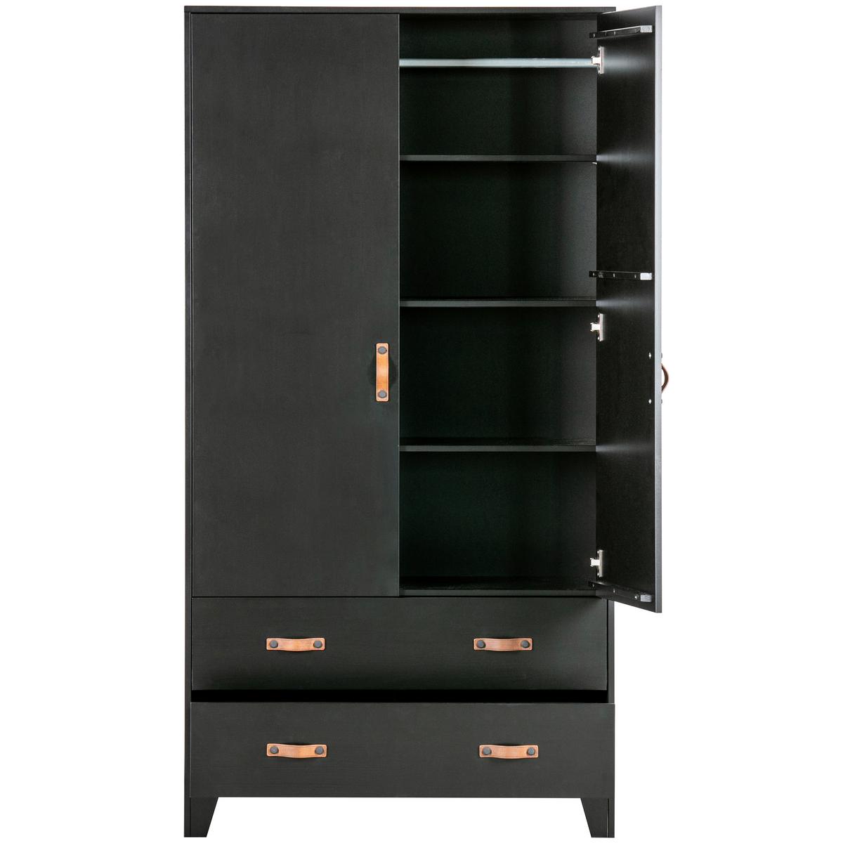 DREHTÜRENSCHRANK Dian Schwarz B: 94cm - Schwarz, Basics, Holz (94/180/40cm) - MID.YOU