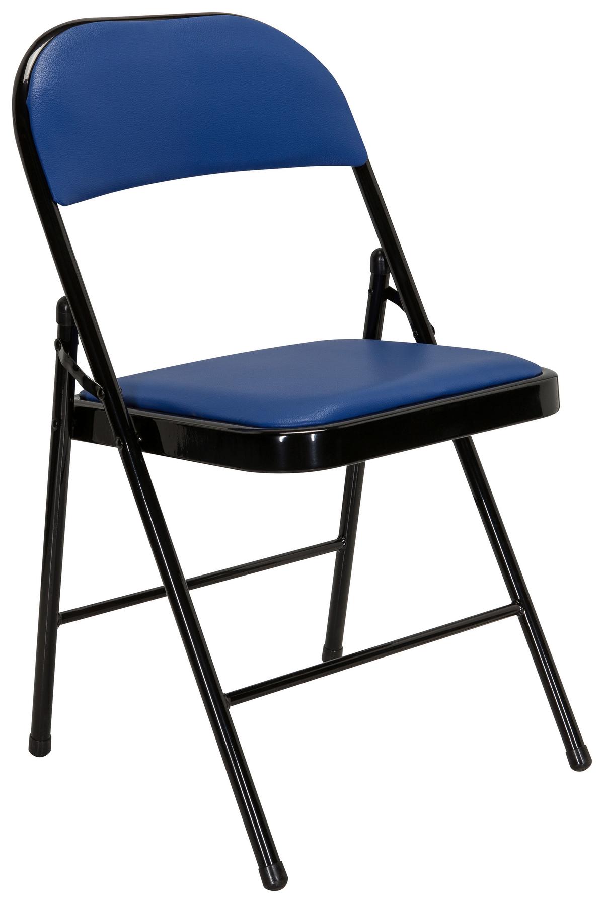 Klappstuhl Tudela Pu Blau/schwarz - Blau/Schwarz, Basics, Textil/Metall (44/80/49cm) - MID.YOU