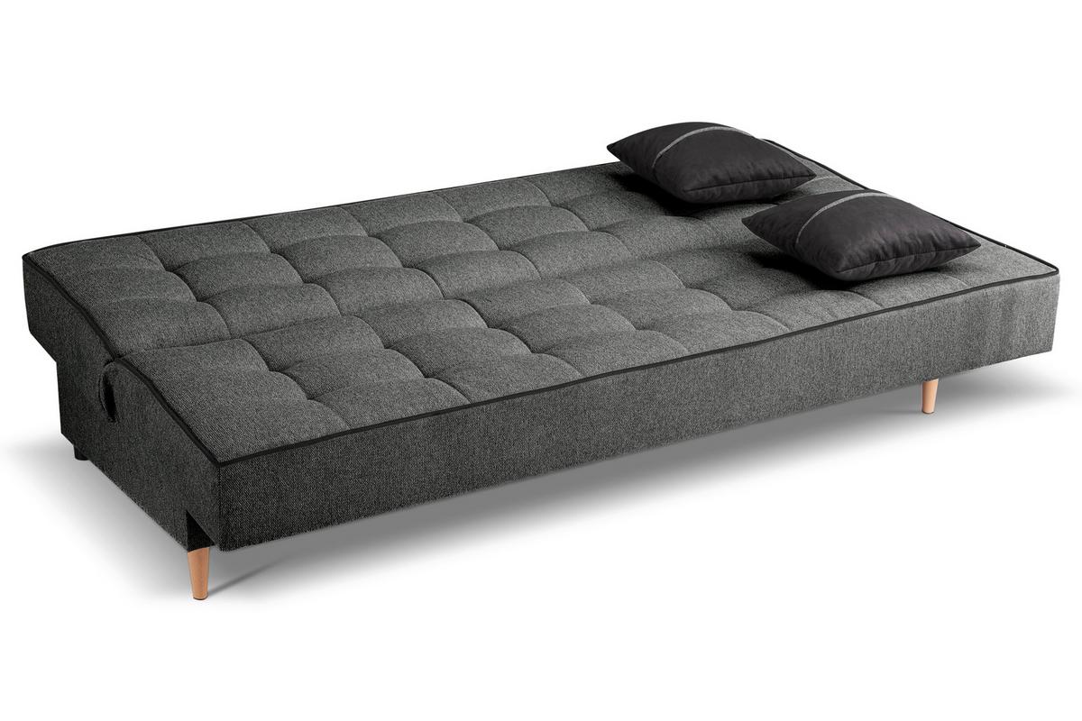 Schlafsofa Bono Grau B: 199cm - Hellbraun/Schwarz, Basics, Holz/Textil (199/91/91cm) - MID.YOU