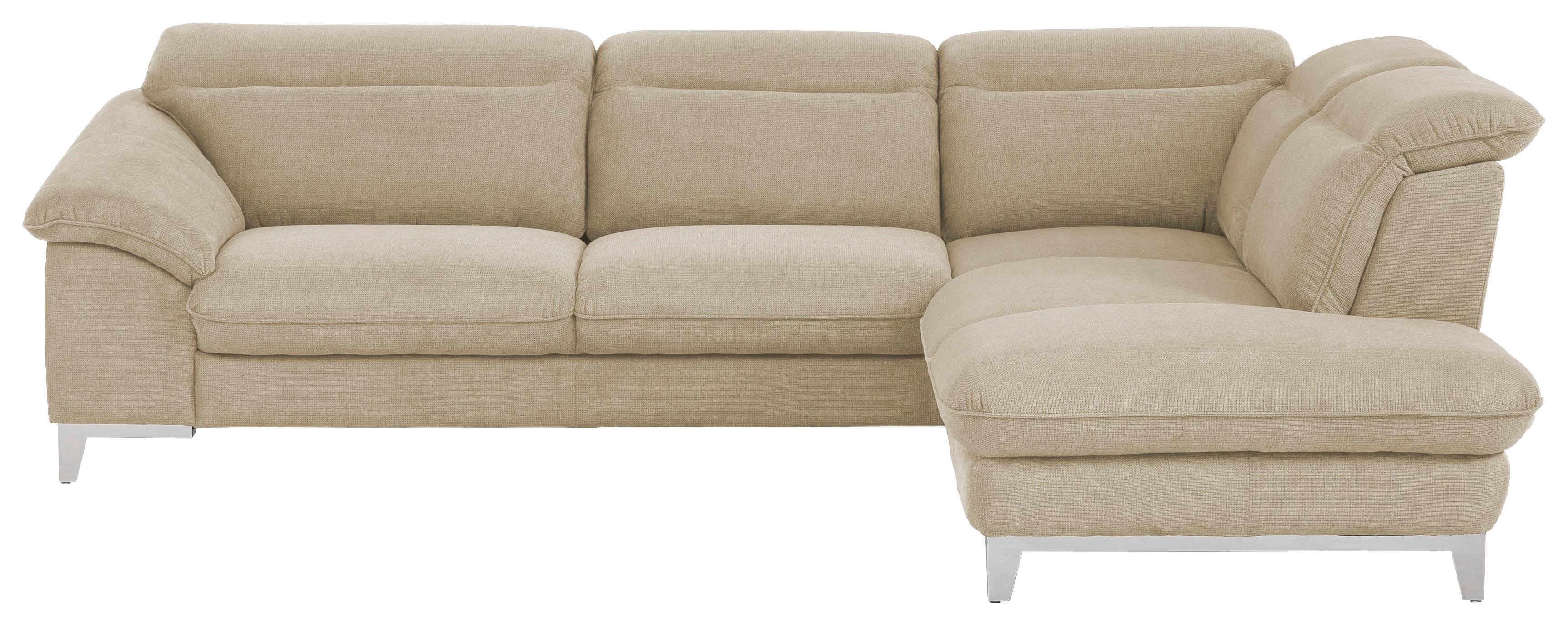 Ecksofa Mit Schlaffunktion Teresa Beige - Chromfarben/Beige, Design, Textil (293/232cm) - Livetastic