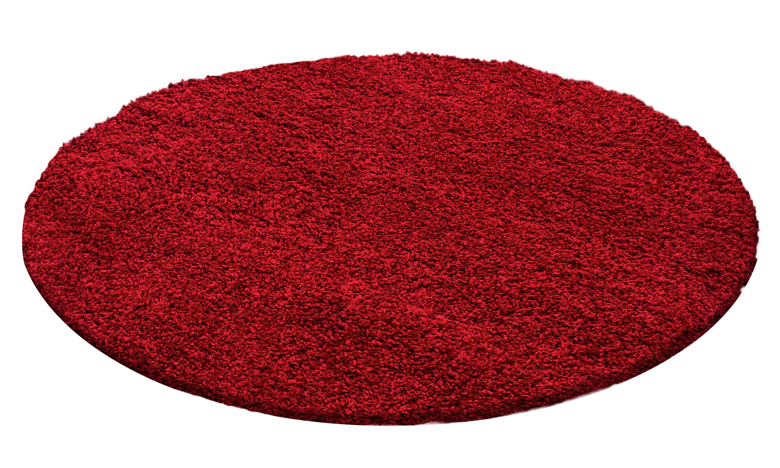 Hochflor Teppich Rot Life Rund Ø 120 cm - Rot, KONVENTIONELL, Textil (120cm) - Novel